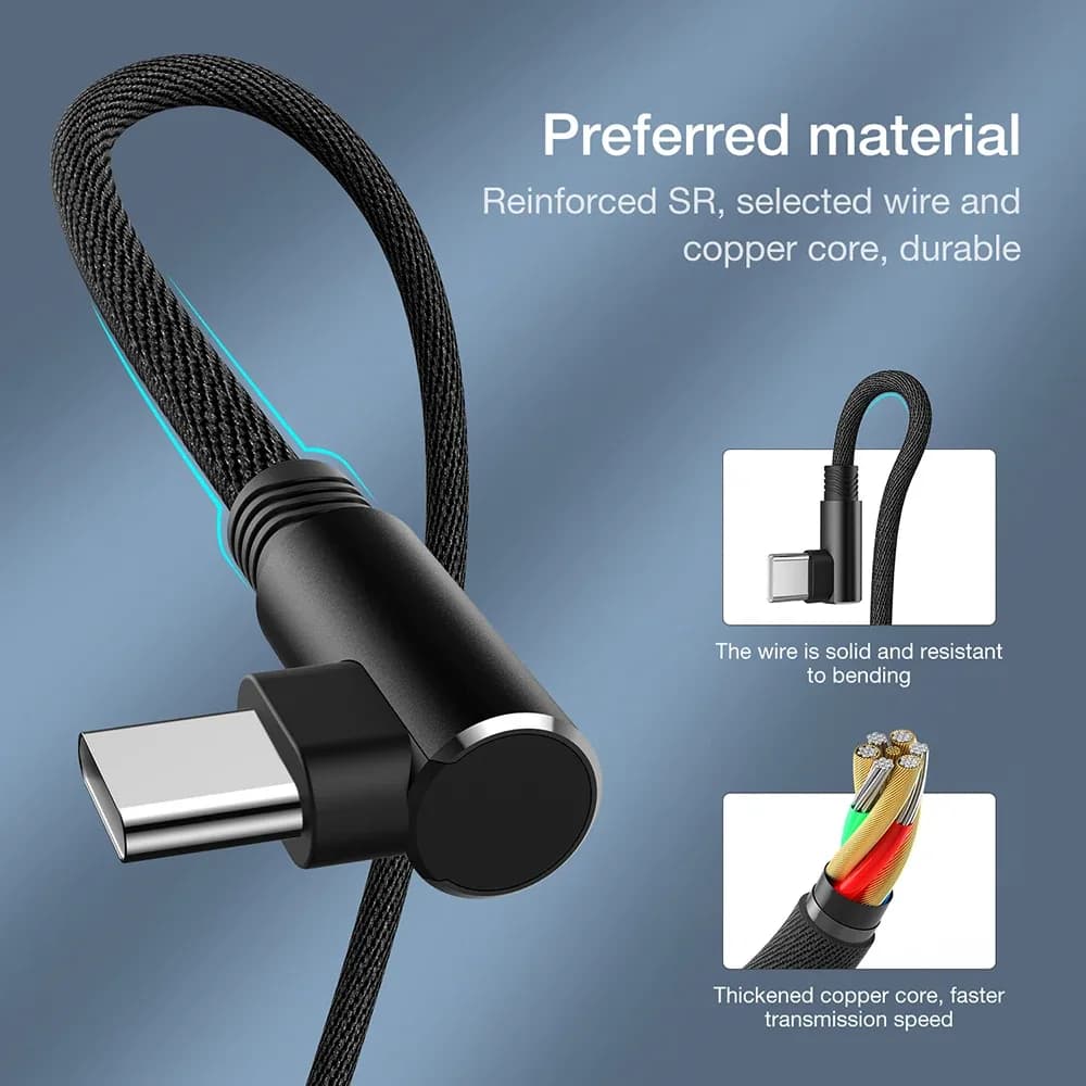 Câble USB-C coudé à 90° - Charge rapide et transfert de données - Image 4