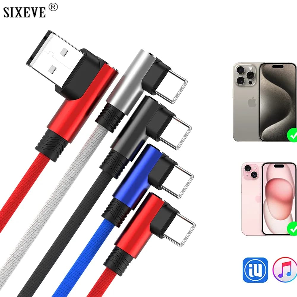 Câble USB-C coudé à 90° - Charge rapide et transfert de données - Image 1