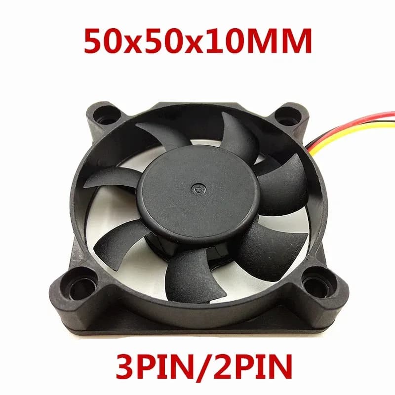 Ventilateur de refroidissement DC 5V/12V/24V, 50x50x10mm (5010) pour imprimante 3D et carte graphique, 2/3 broches