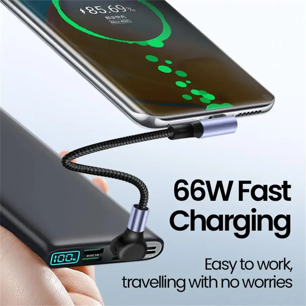 Câble de charge rapide USB-A/USB-C vers USB-C coudé à 90° - 66W - Image 6