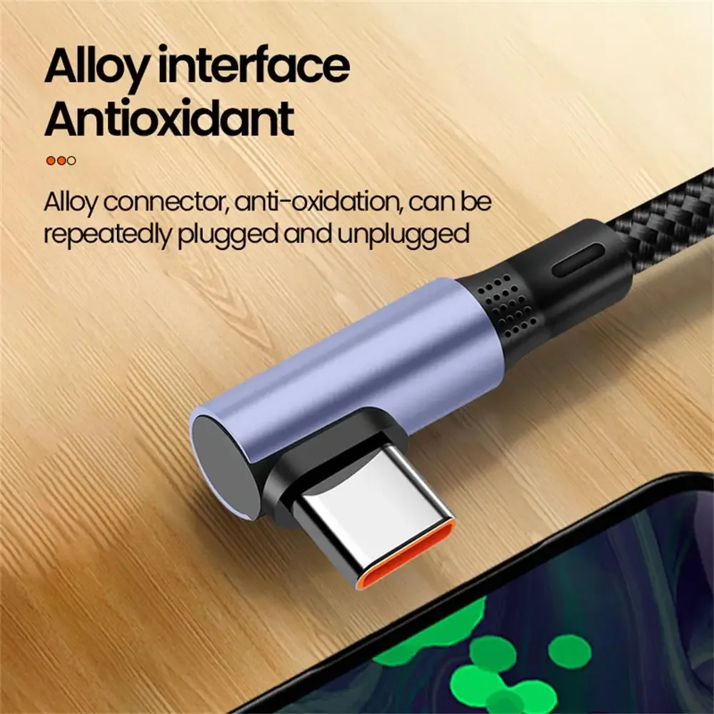 Câble de charge rapide USB-A/USB-C vers USB-C coudé à 90° - 66W - Image 2