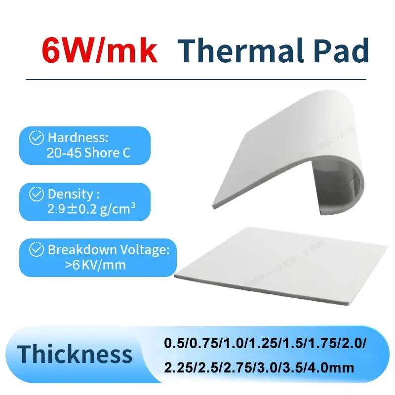 FEHONDA Pad Thermique en Silicone 6W/mK (0,5-4,0 mm) pour CPU, GPU et PS4 - Image 3