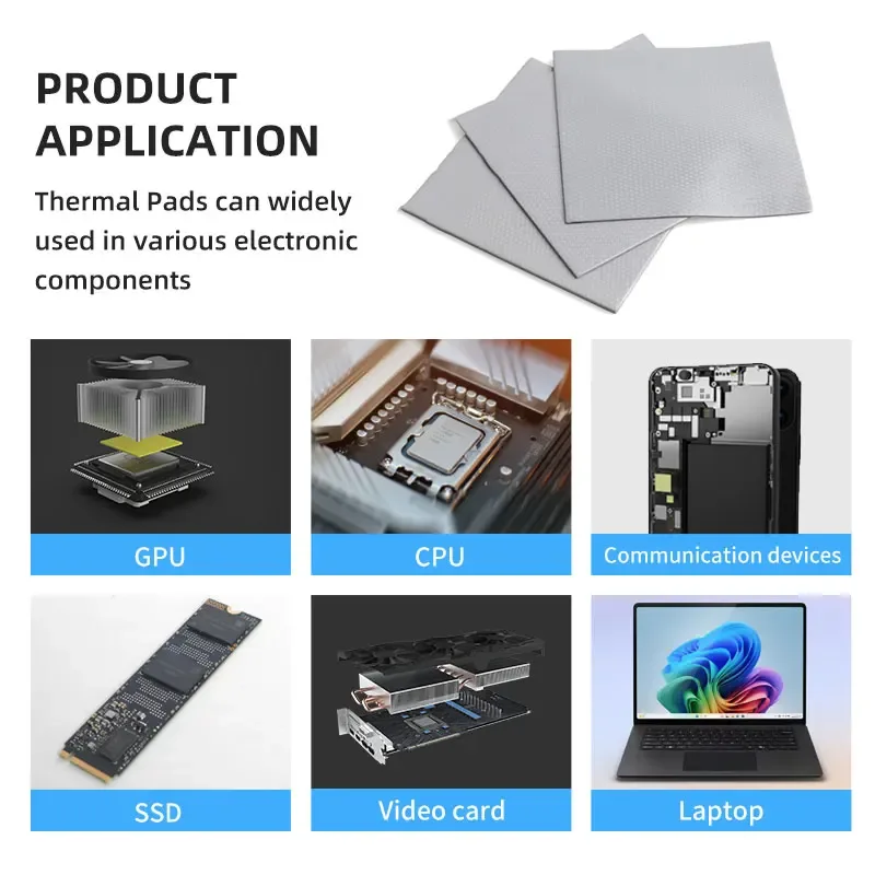 FEHONDA Pad Thermique en Silicone 6W/mK (0,5-4,0 mm) pour CPU, GPU et PS4 - Image 5