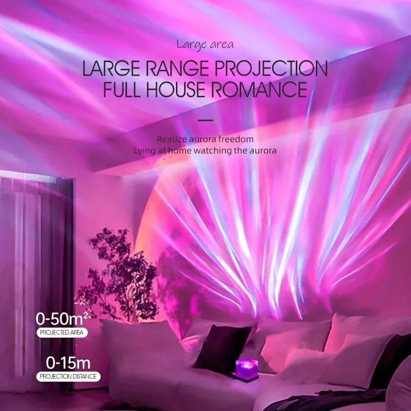 Projecteur d'ambiance cube à effet aurore boréale avec télécommande - Image 5