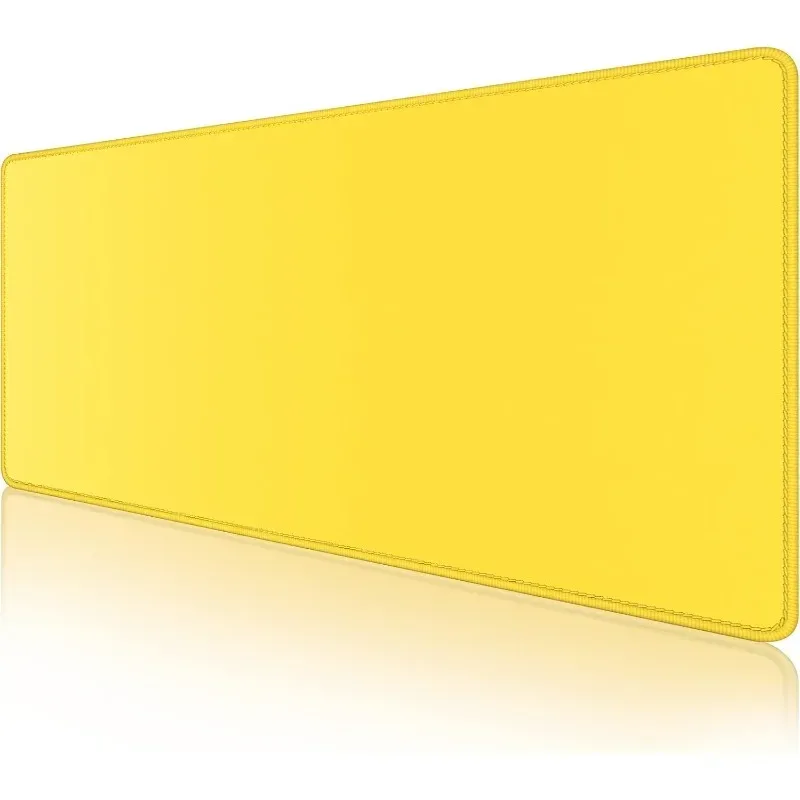 Grand tapis de souris de jeu XXL avec bords cousus et base antidérapante - Bleu, jaune et gris - Image 1
