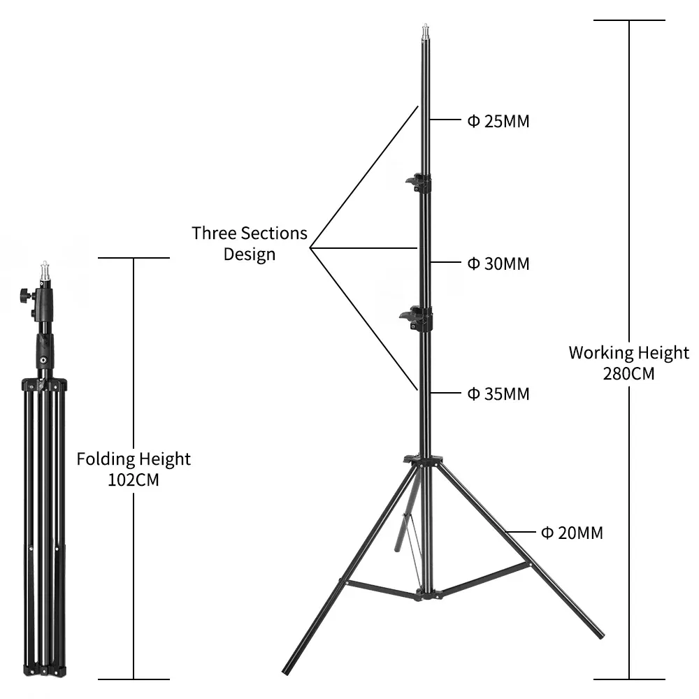 Trépied d'éclairage professionnel 240 cm avec vis 1/4" pour studio photo slide 12