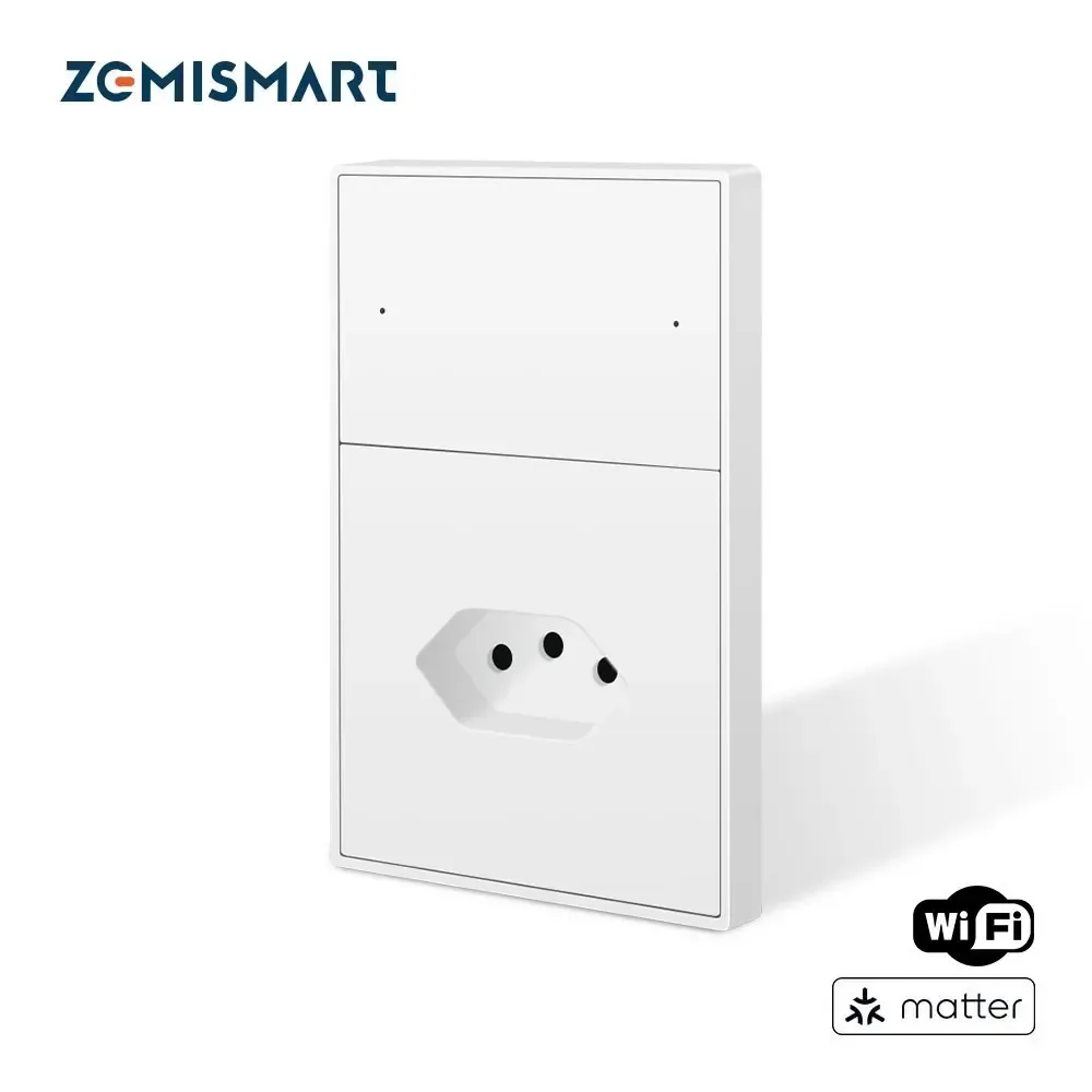 Prise murale brésilienne et interrupteur 2 gangs Wi-Fi Zemismart (10A) - Compatible HomeKit, Google Home et Tuya