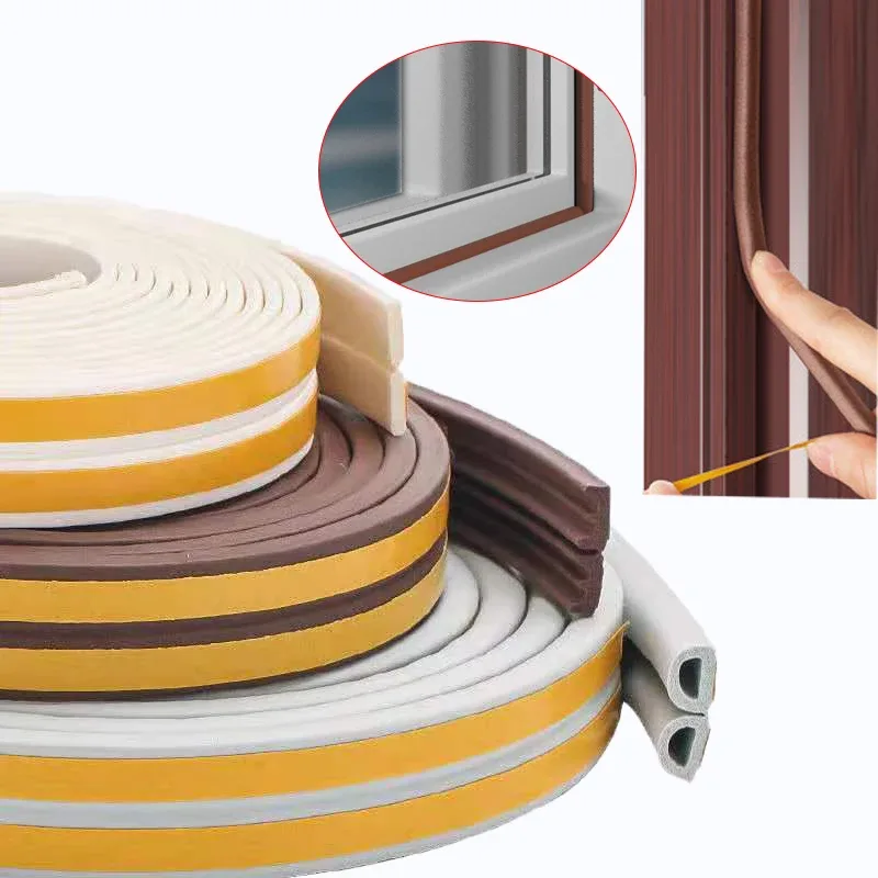 Joint d'étanchéité auto-adhésif pour portes et fenêtres, profil D, isolation acoustique et anti-collision, 5m - Image 3