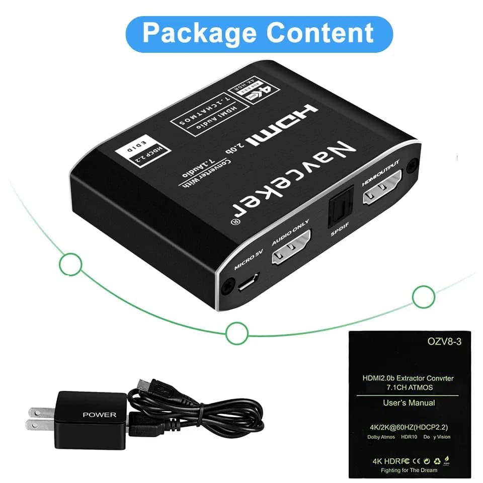 Extracteur Audio HDMI 4K - Convertisseur S/PDIF Optique et RCA slide 6