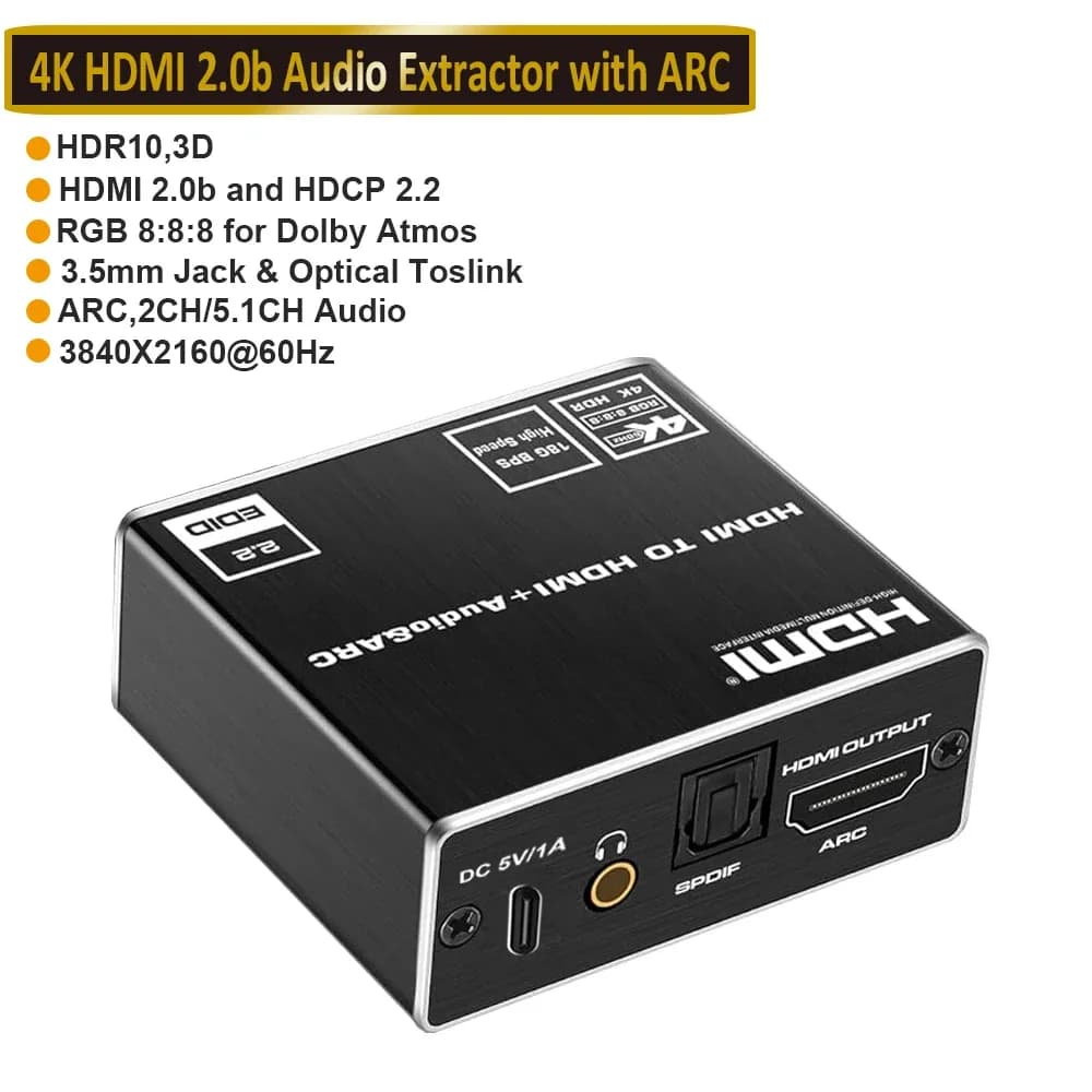 Extracteur Audio HDMI 4K - Convertisseur S/PDIF Optique et RCA slide 7