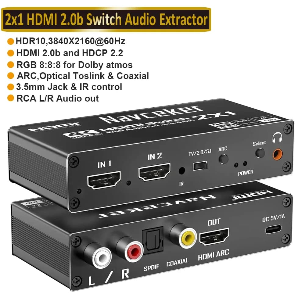 Extracteur Audio HDMI 4K - Convertisseur S/PDIF Optique et RCA slide 9
