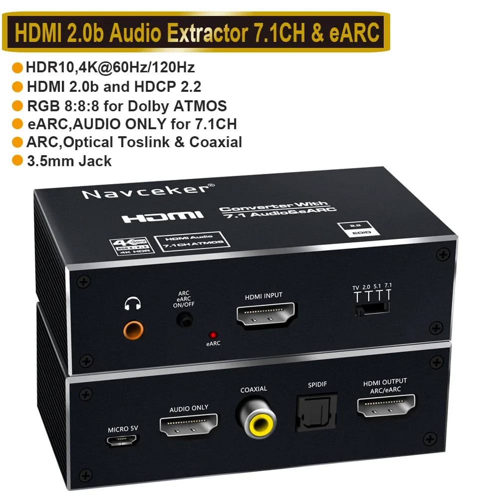 Extracteur Audio HDMI 4K - Convertisseur S/PDIF Optique et RCA slide 8