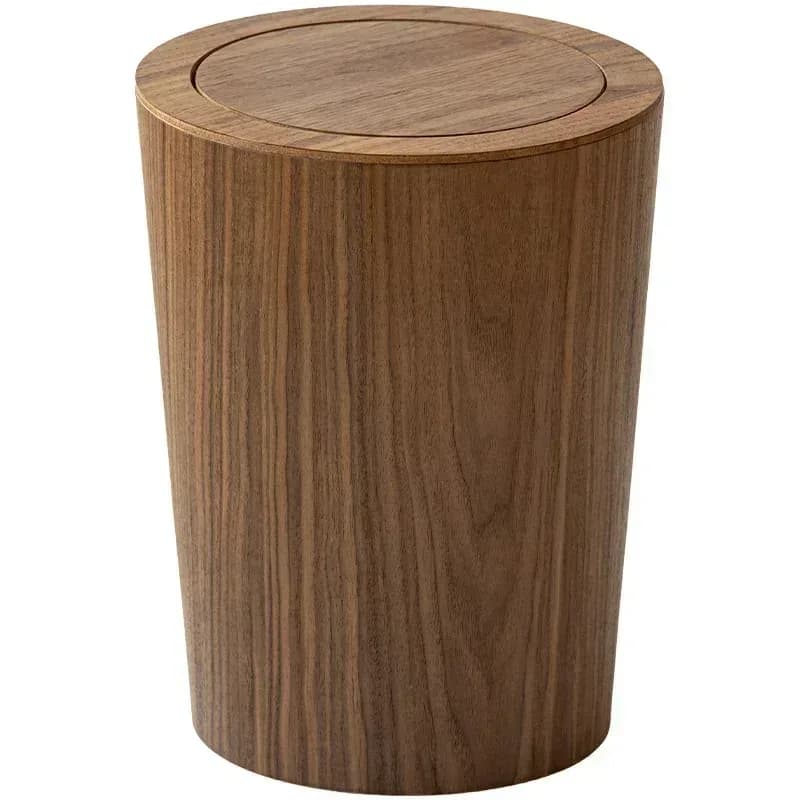 Poubelle minimaliste en bois avec couvercle basculant slide 5