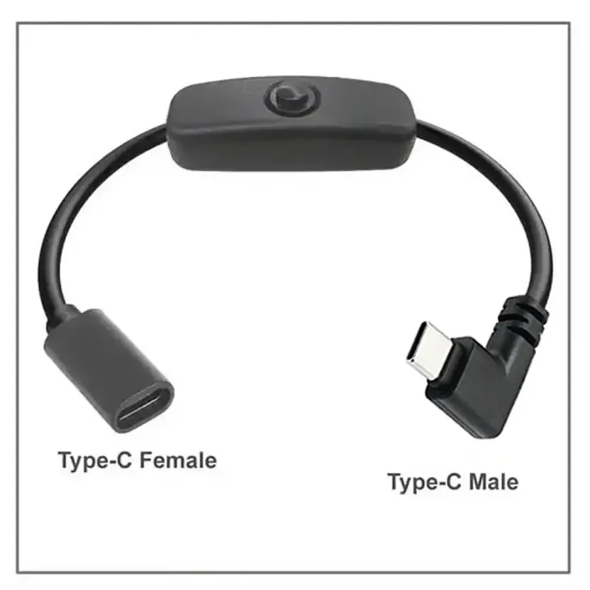 Câble d'extension USB-C 35 cm coudé à 90° avec interrupteur, femelle vers double mâle slide 7