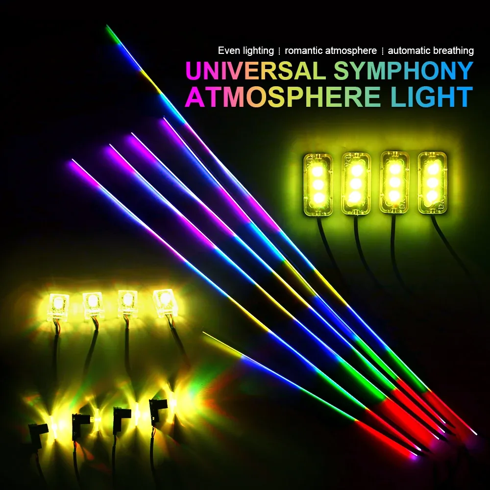 Kit d'éclairage d'ambiance LED RGB 18-en-1 pour voiture - Bandes acryliques 64 couleurs et double zone - Image 2