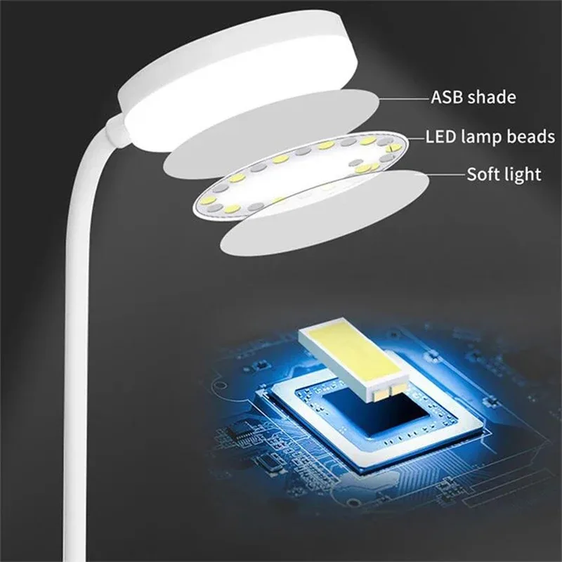 Lampe de table LED rechargeable avec port USB et 3 modes de luminosité slide 3
