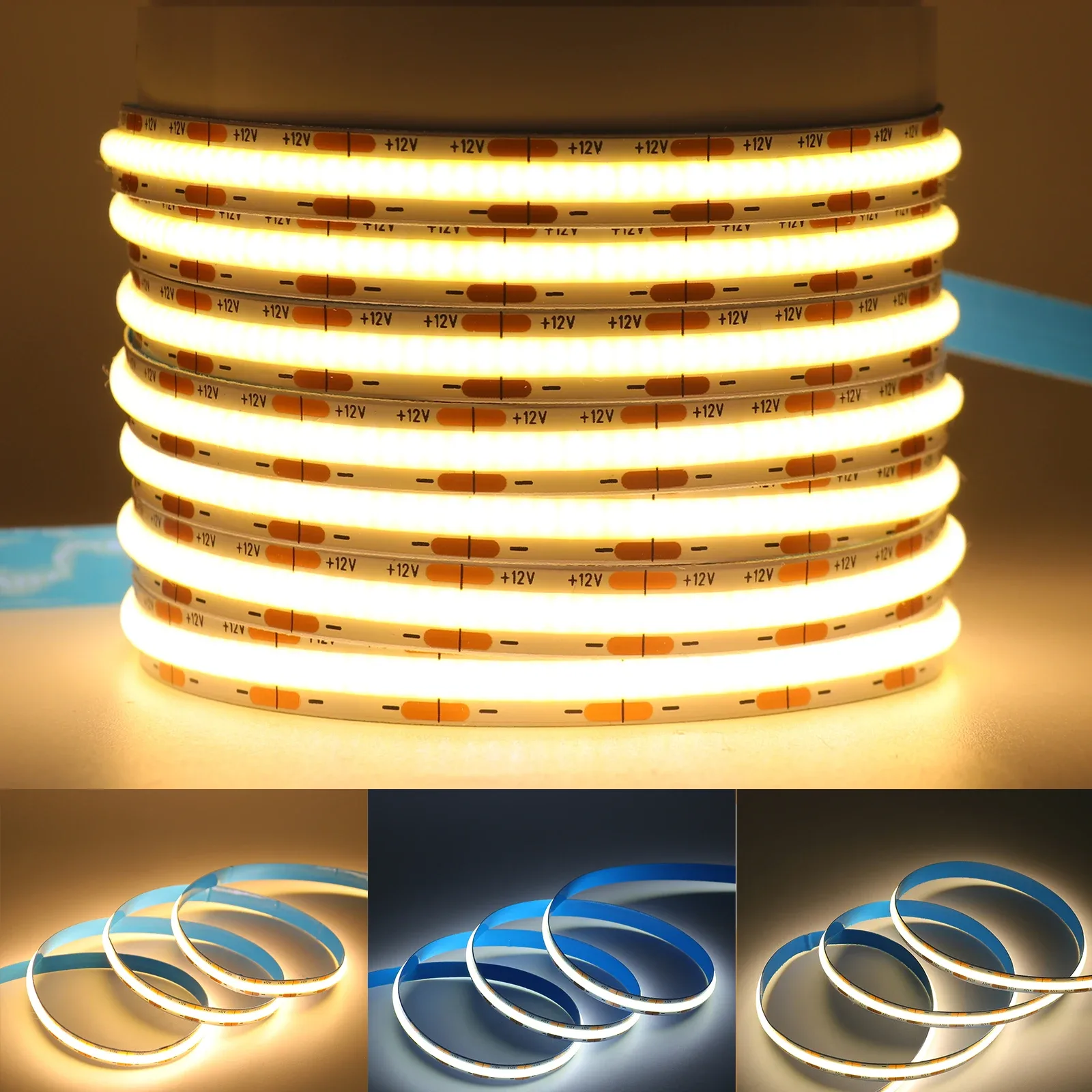 Ruban LED COB Flexible 480-528 LED/m, 12V/24V, Largeur 8mm, Blanc Naturel 4000K - Image 1
