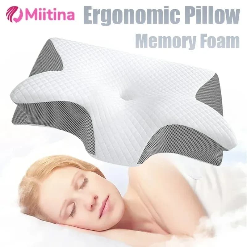 Oreiller cervical ergonomique 2-en-1 en mousse à mémoire de forme