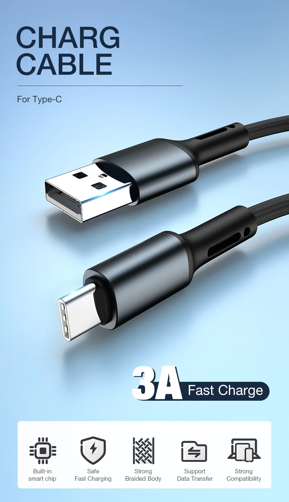 Câble USB-A vers USB-C à Charge Rapide - Image 2