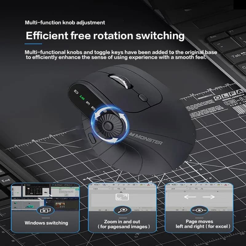 Souris ergonomique sans fil (2,4 GHz + Bluetooth), DPI réglable, légère pour PC et MacBook - Image 6