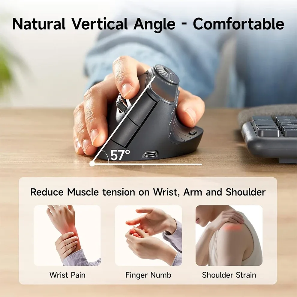 Souris ergonomique sans fil (2,4 GHz + Bluetooth), DPI réglable, légère pour PC et MacBook - Image 2