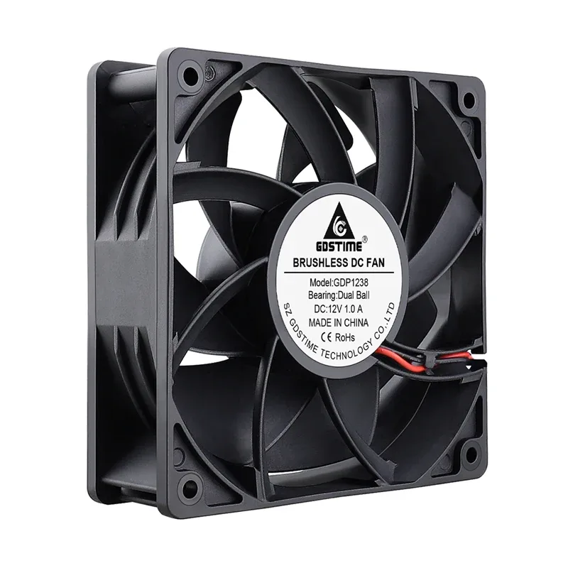 Ventilateur de refroidissement Gsie Time 12V DC, 120x38mm, Roulement à billes, Sans balais, 4500 tr/min, 2 broches - Image 3