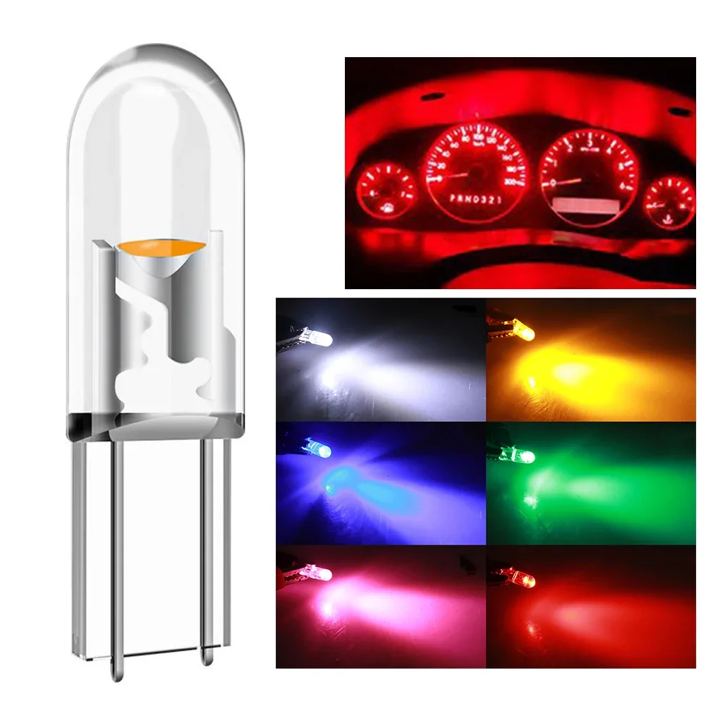 Lot de 10 ampoules LED T5 W3W pour tableau de bord et instruments - COB Canbus 12V - 7000K