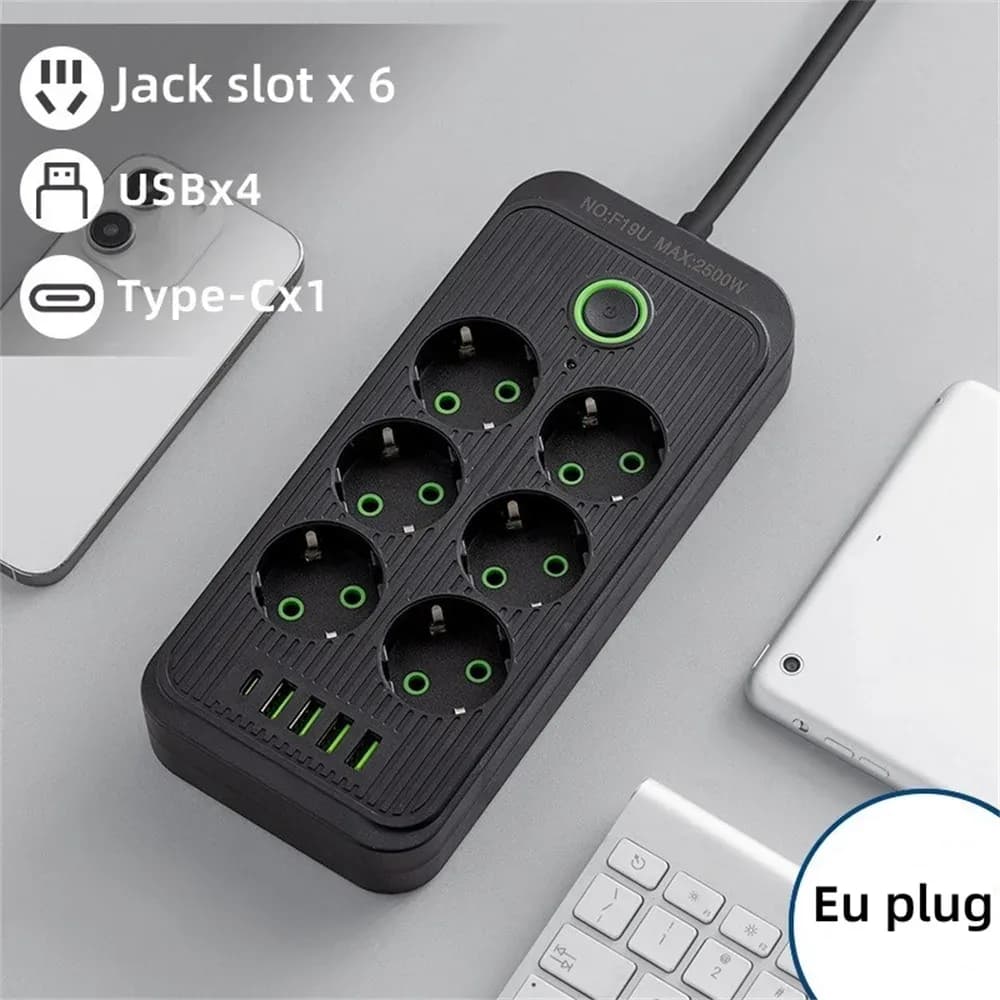 Multiprise Parafoudre avec 4 Ports USB, 1 Port USB-C et Câble de 2m slide 10