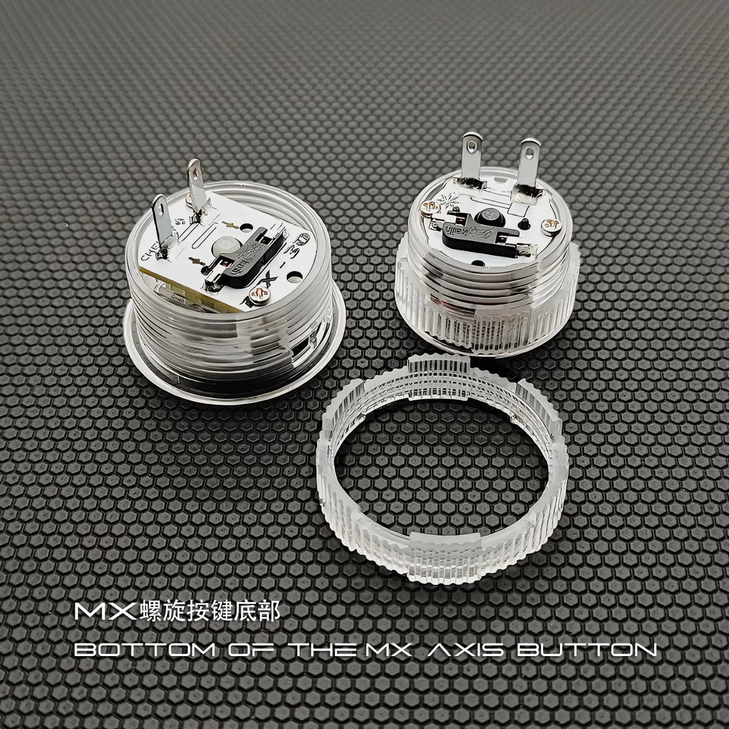 Bouton d'arcade Raptor ST-S1 - Givré, commutateurs profil MX, cadre rond transparent, interface 2,8 mm - Image 2