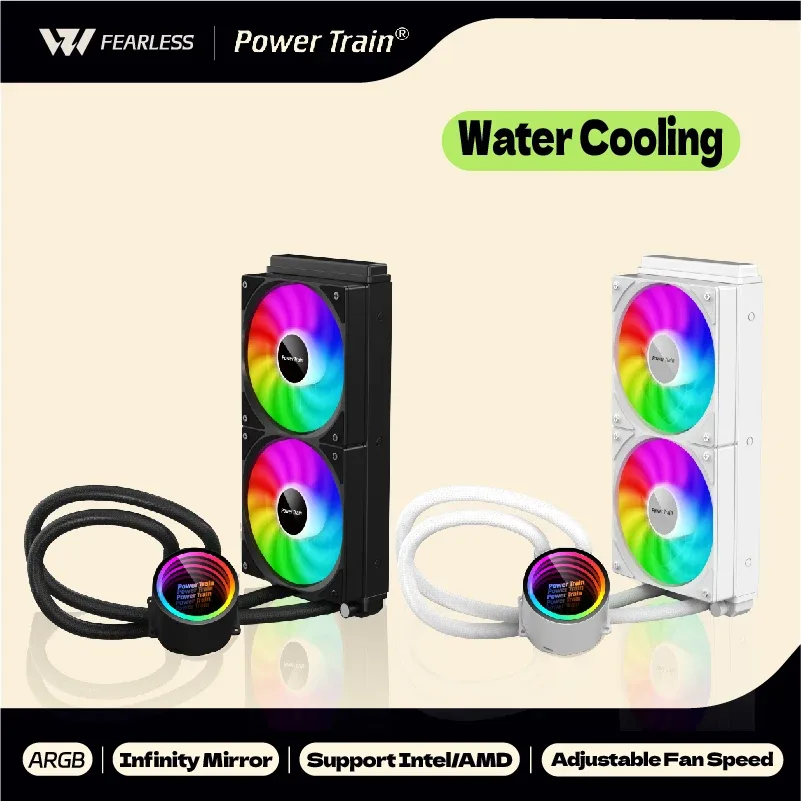Power Train DL-240A - Kit de refroidissement liquide CPU (AIO) ARGB 5V 3-Pin - Noir/Blanc