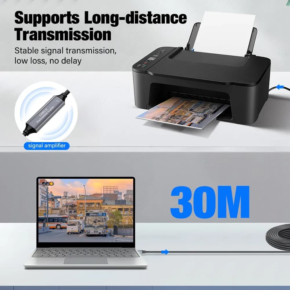 Câble de rallonge USB 3.0 actif avec amplificateur de signal, Mâle vers Femelle (10m-30m) - Image 3