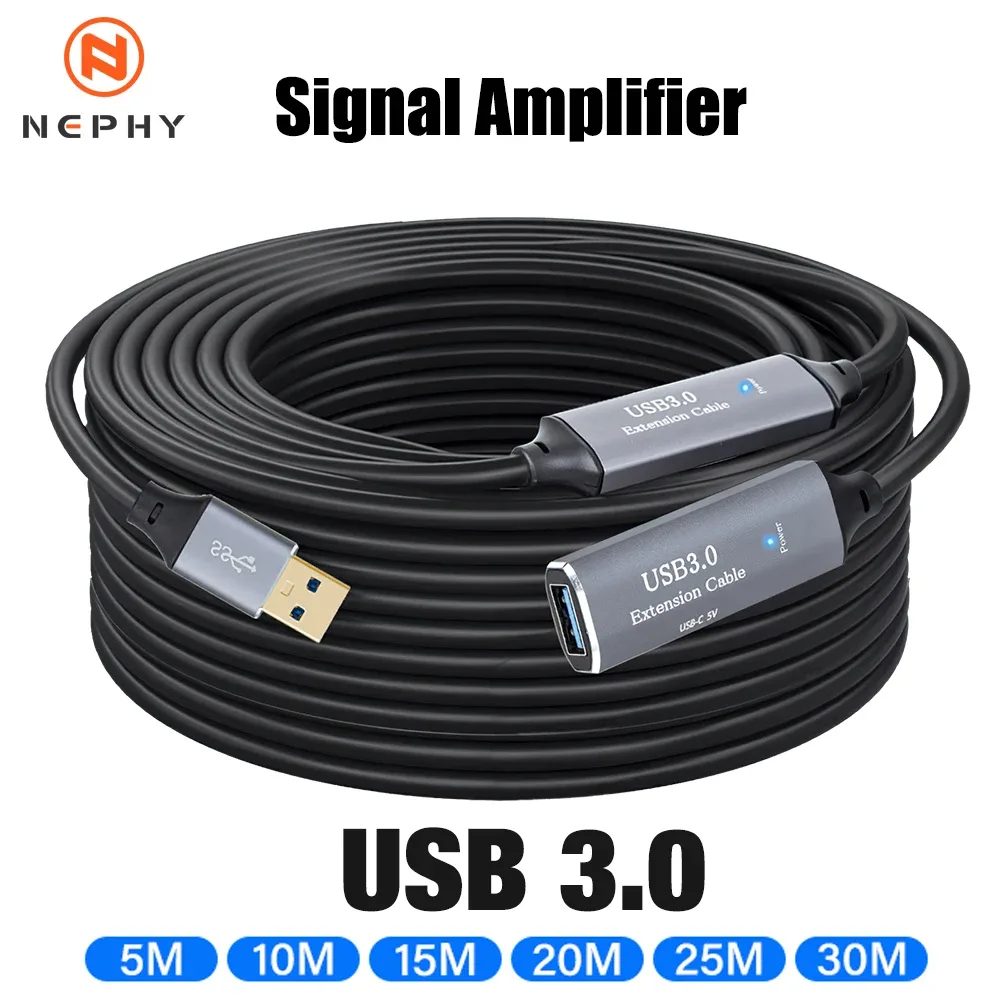 Câble de rallonge USB 3.0 actif avec amplificateur de signal, Mâle vers Femelle (10m-30m) - Image 1