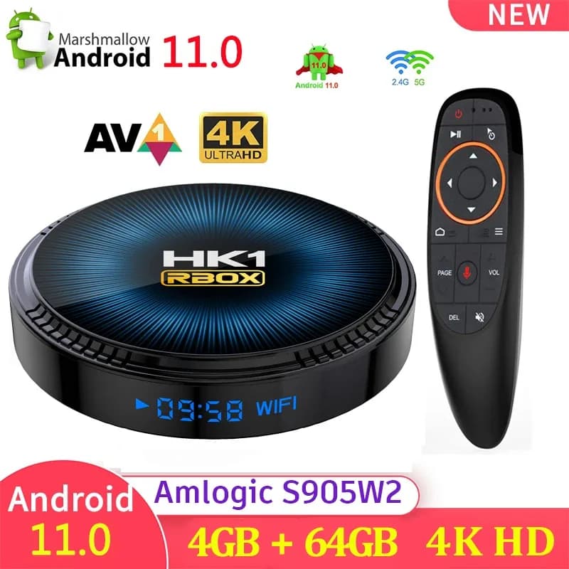 Boîtier Smart TV HK1 RBOX W2 - Android 11, Amlogic S905W2, 4K HDR+, WiFi Double Bande