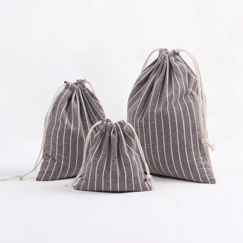 Pochette en coton et lin avec cordon de serrage - Image 2
