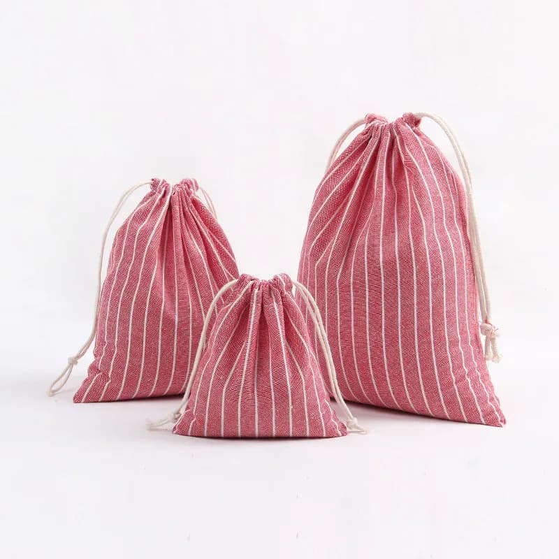 Pochette en coton et lin avec cordon de serrage - Image 3
