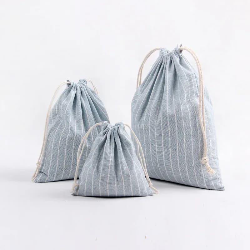 Pochette en coton et lin avec cordon de serrage - Image 4