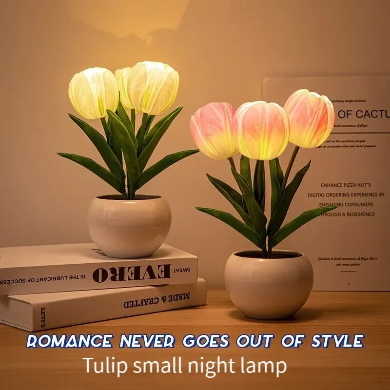 Veilleuse LED Tulipe - Lampe d'Ambiance pour Chambre et Chevet