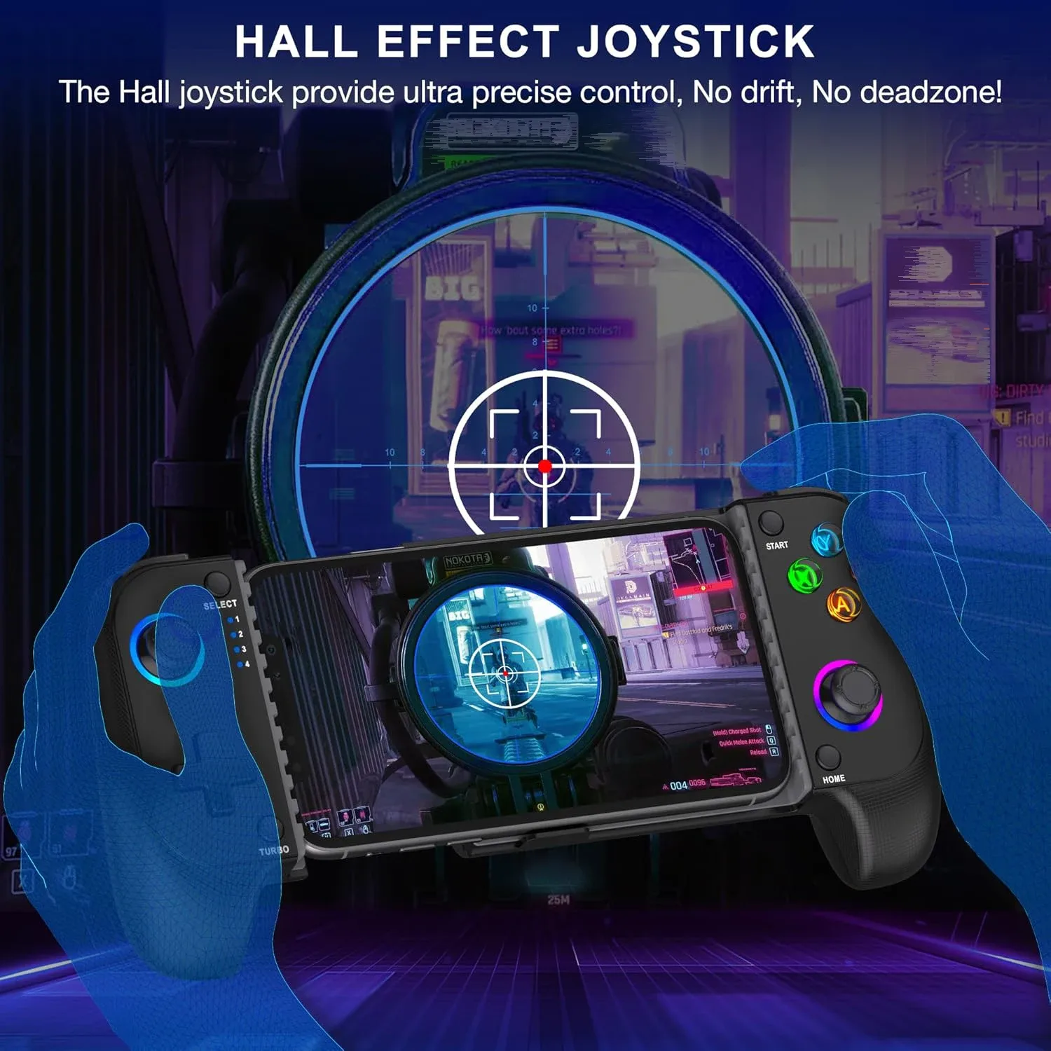 Manette de jeu sans fil 7009F pour iOS/Android - Joystick à effet Hall et éclairage RGB slide 2