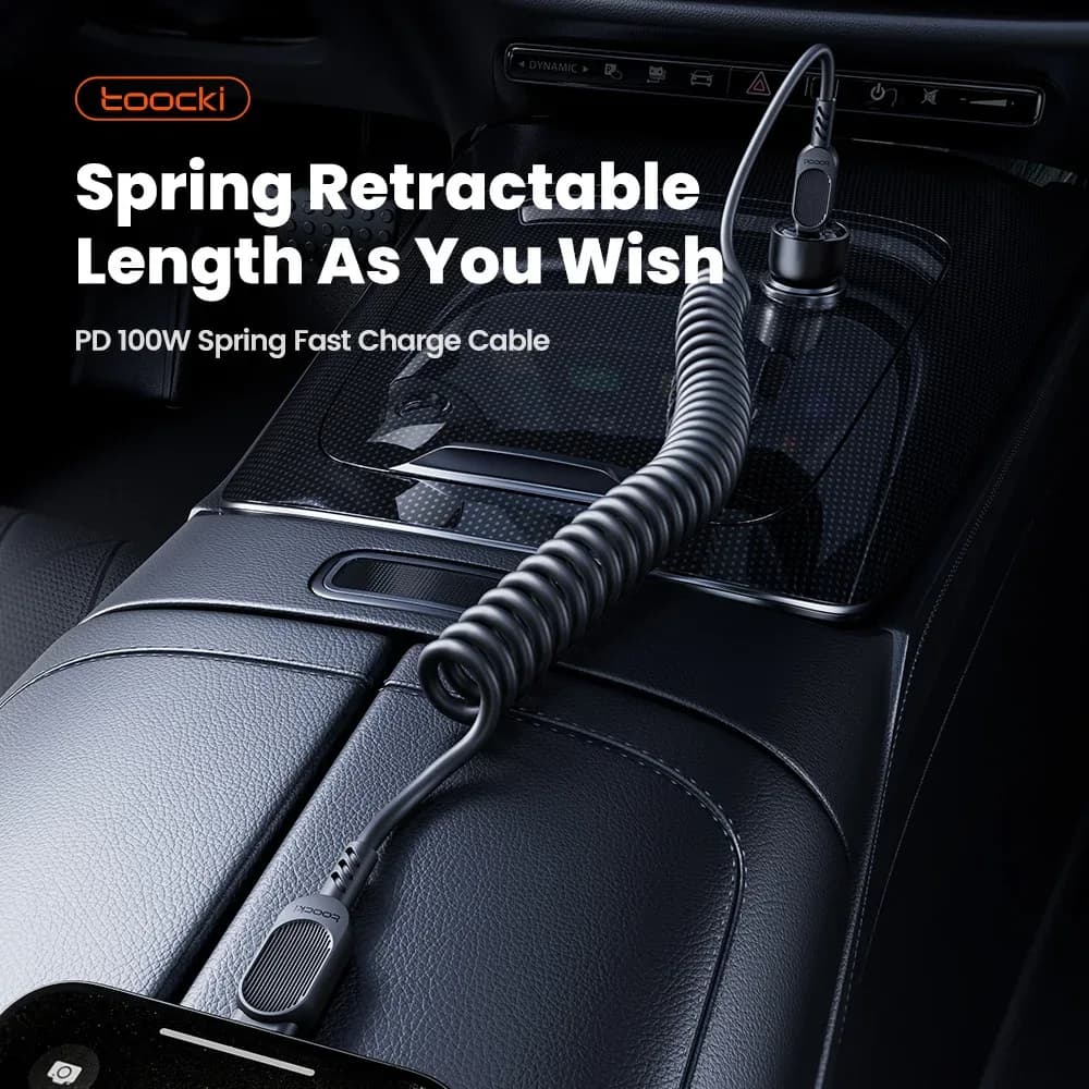 Câble de charge rapide spiralé Toocki 100W 6A USB-C vers Lightning PD 27W pour iPhone 16 - Image 2