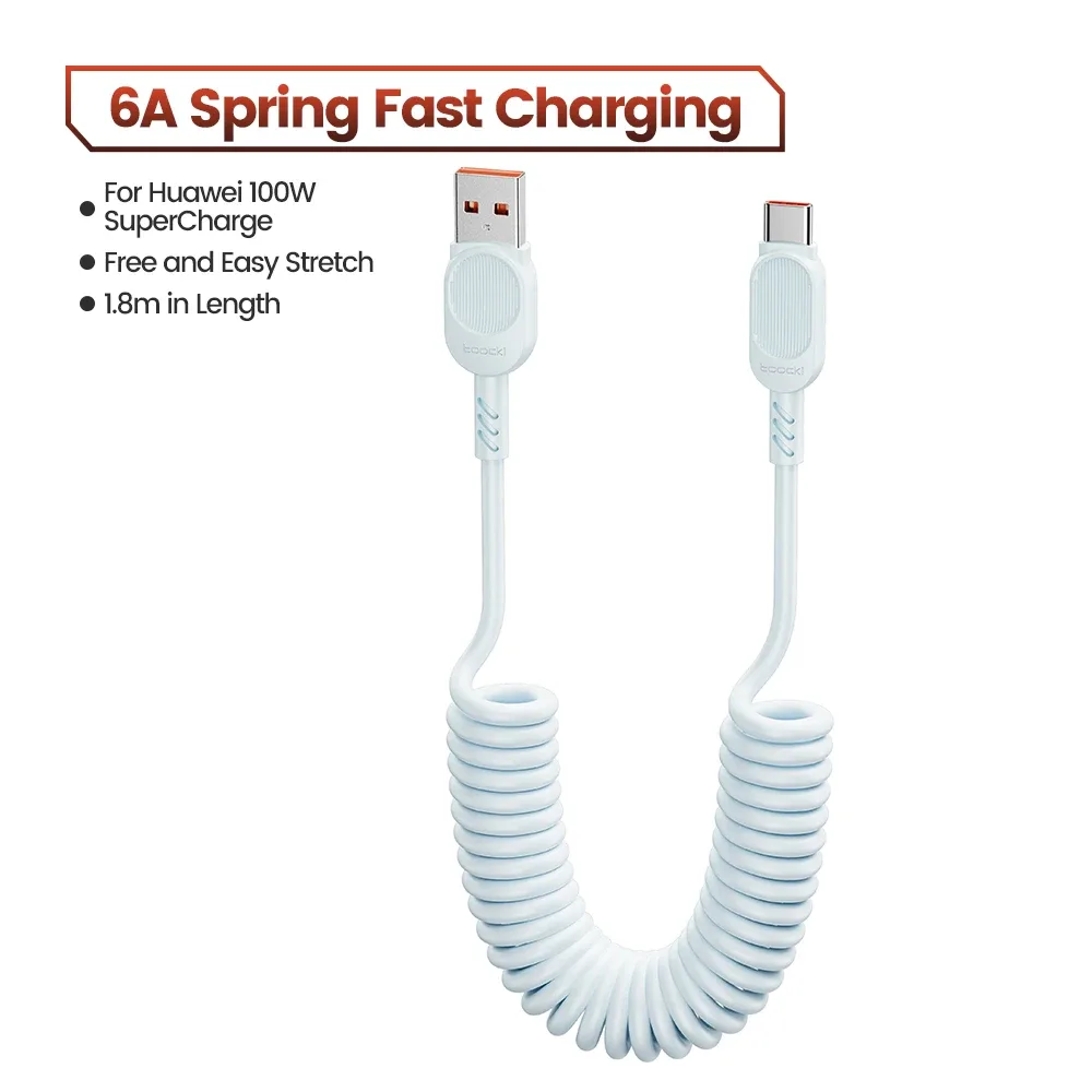 Câble de charge rapide spiralé Toocki 100W 6A USB-C vers Lightning PD 27W pour iPhone 16 slide 12