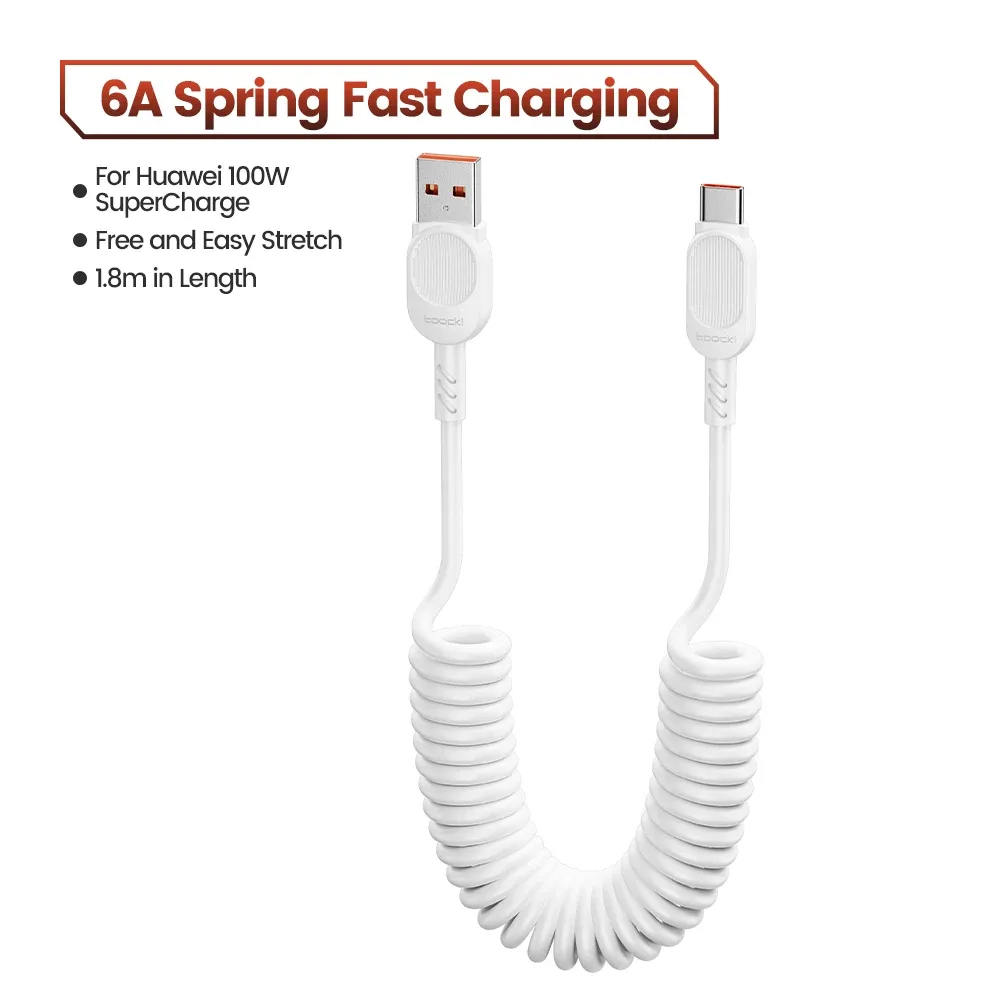 Câble de charge rapide spiralé Toocki 100W 6A USB-C vers Lightning PD 27W pour iPhone 16 slide 7