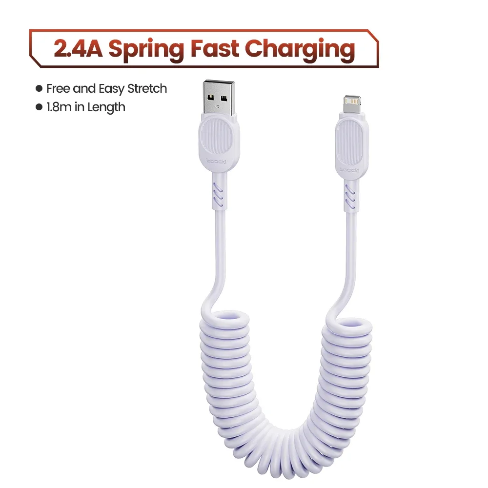 Câble de charge rapide spiralé Toocki 100W 6A USB-C vers Lightning PD 27W pour iPhone 16 slide 9