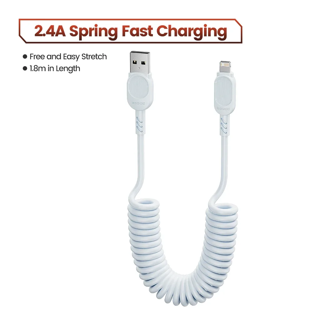Câble de charge rapide spiralé Toocki 100W 6A USB-C vers Lightning PD 27W pour iPhone 16 slide 10