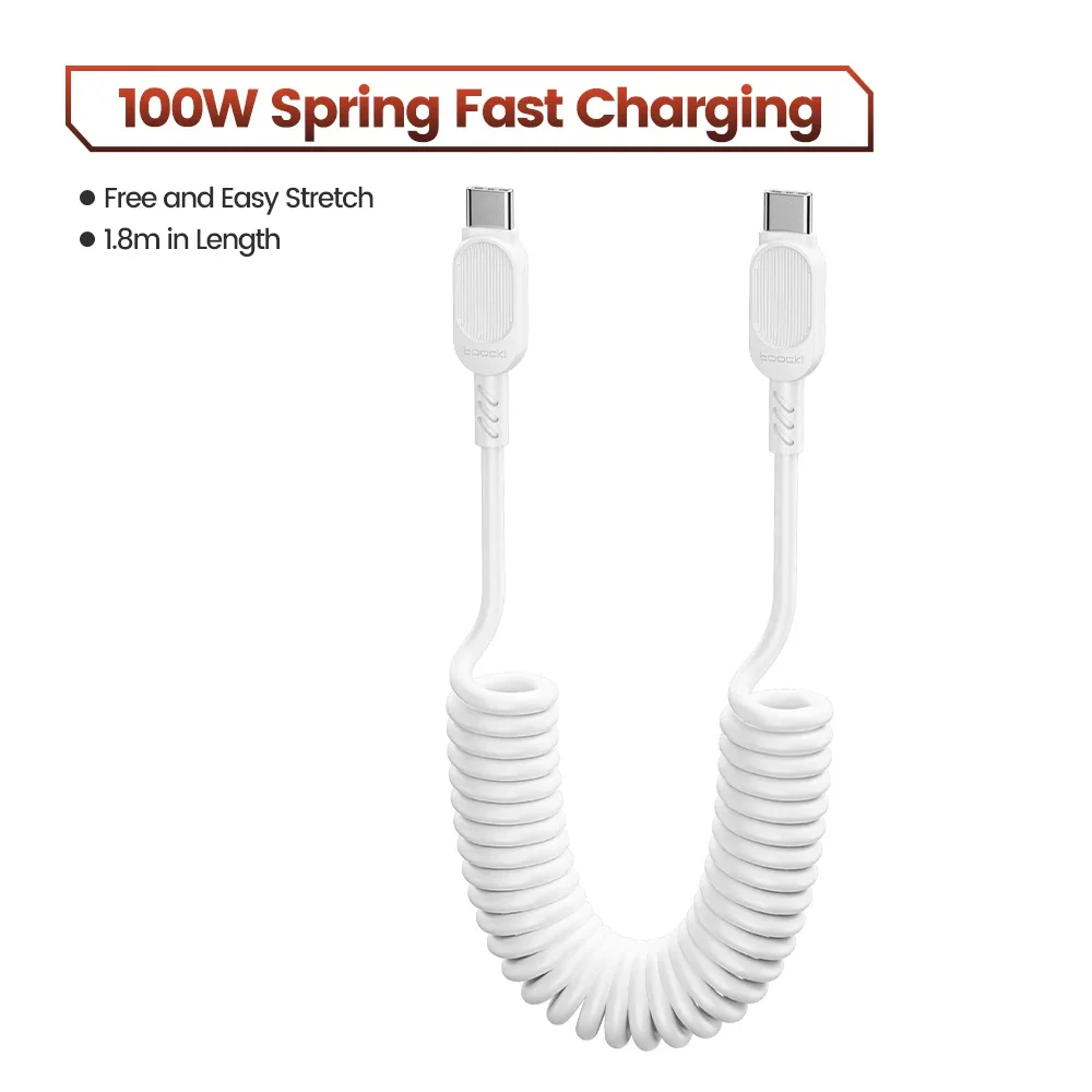 Câble de charge rapide spiralé Toocki 100W 6A USB-C vers Lightning PD 27W pour iPhone 16 slide 21