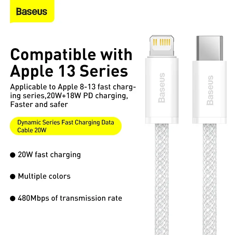 Câble Baseus USB-C vers Lightning PD 20W - Charge Rapide pour iPhone