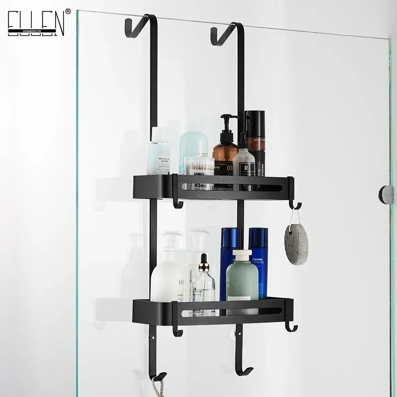 Étagère de salle de bain suspendue noire sans perçage EL5018