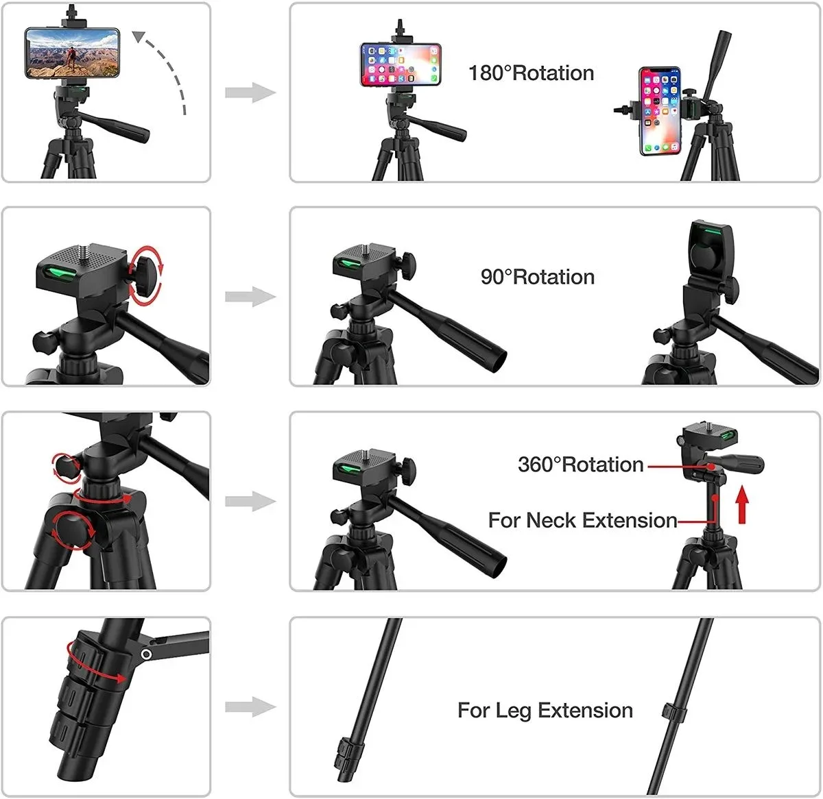 Trépied universel 100 cm pour smartphone avec télécommande Bluetooth slide 2