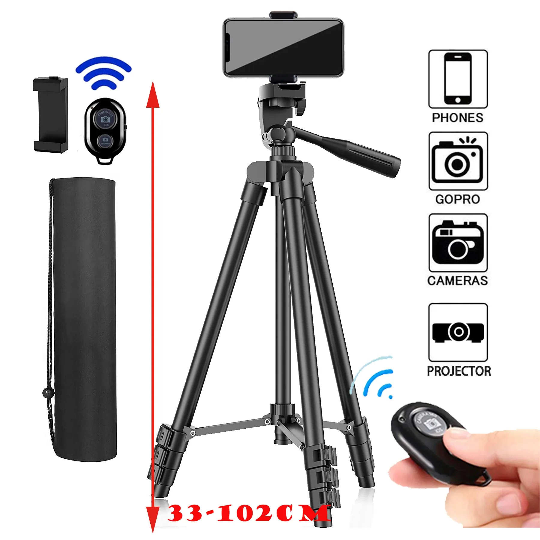 Trépied universel 100 cm pour smartphone avec télécommande Bluetooth slide 7