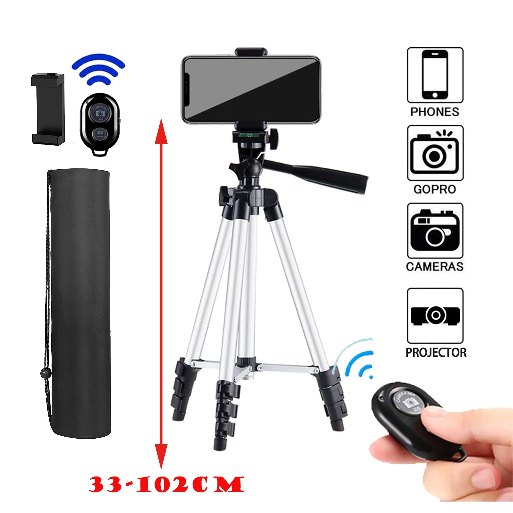 Trépied universel 100 cm pour smartphone avec télécommande Bluetooth slide 8