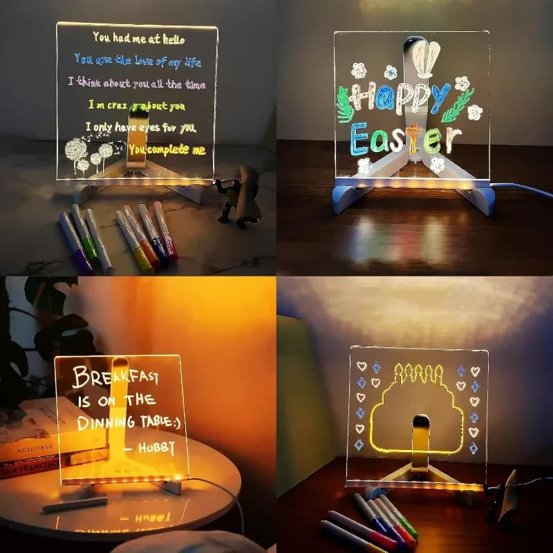 Tableau à dessin LED effaçable à 7 couleurs avec marqueurs et support slide 6